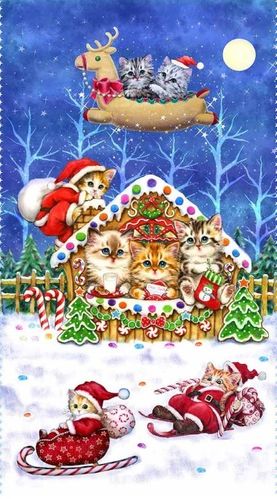 panneau à coudre chats Noël