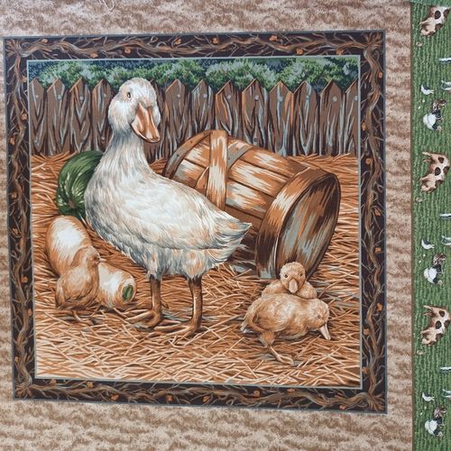 tissu patchwork grand carré animaux de la ferme oie 2